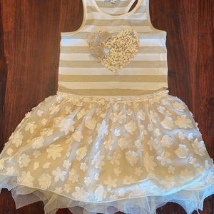 Baby Sara dress gold and cream 6x